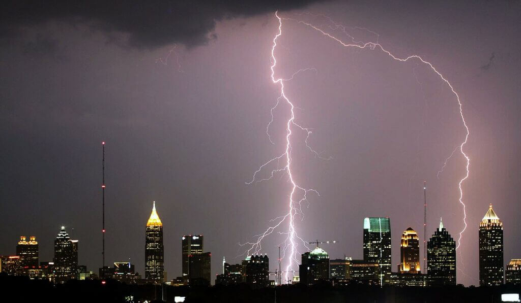 Lightning over Atlanta. Credit: David Selby/Wikimedia Commons