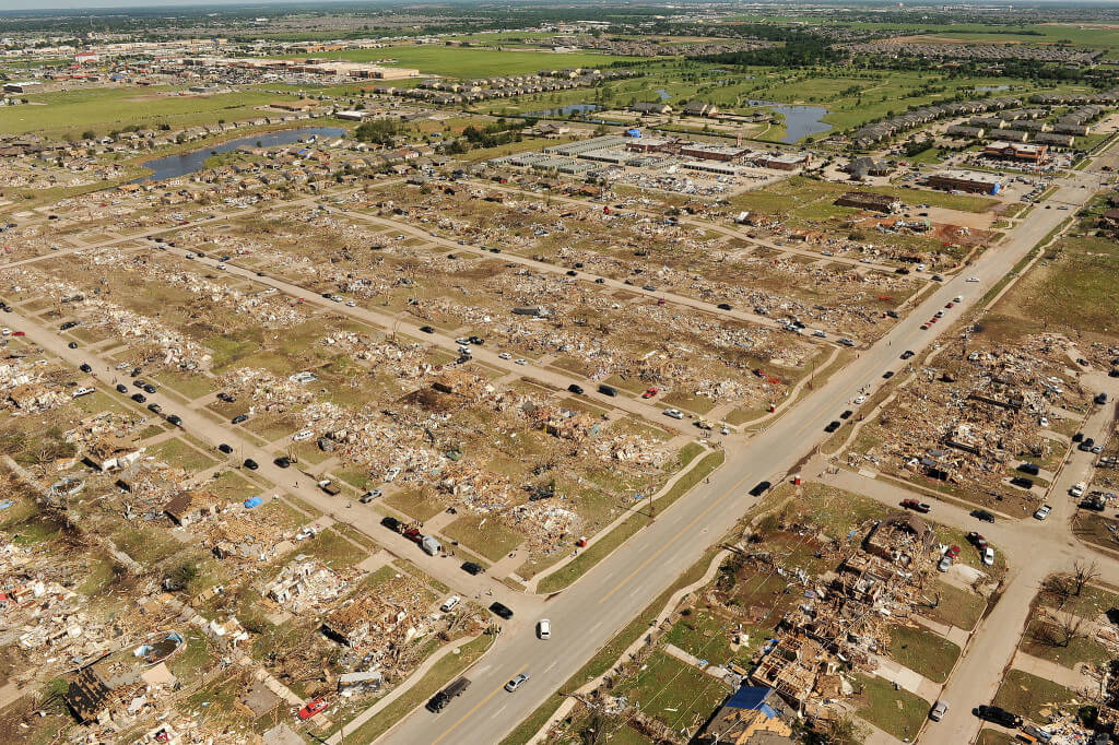 An aerial view of the damage caused by the 2013 tornado that touched down in Moore, Okla. Source: FEMA Photo Library.