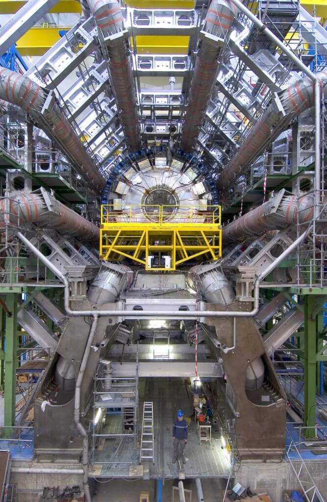 The ATLAS detector and its eight torodial magnets. Credit: Maximilien Brice, Cern
